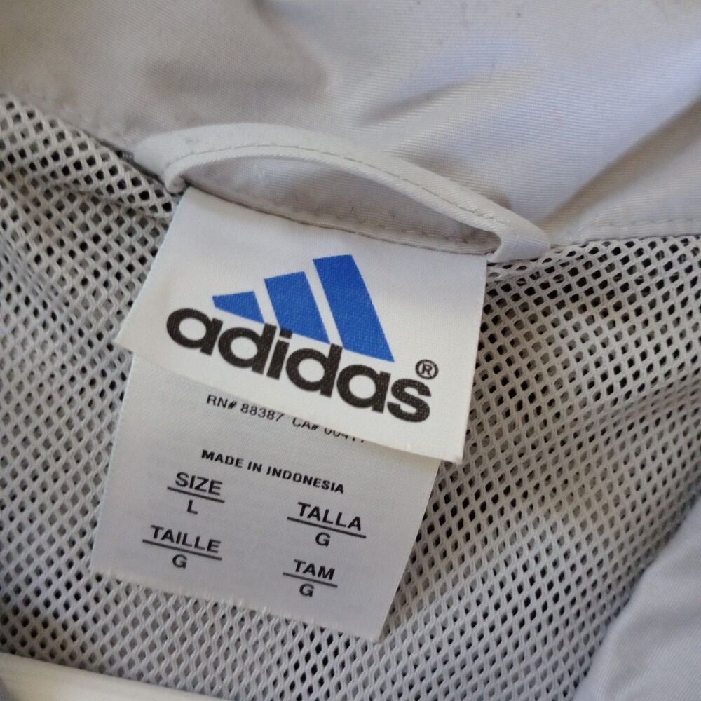 VINTAGE Adidas Black White Striped Windbreaker Jacket Vented Back Size Large - Picture 9 of 9